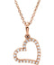 25-Stone Diamond Heart 14k Rose Gold Pendant Necklace, 16" (1/8 Cttw)