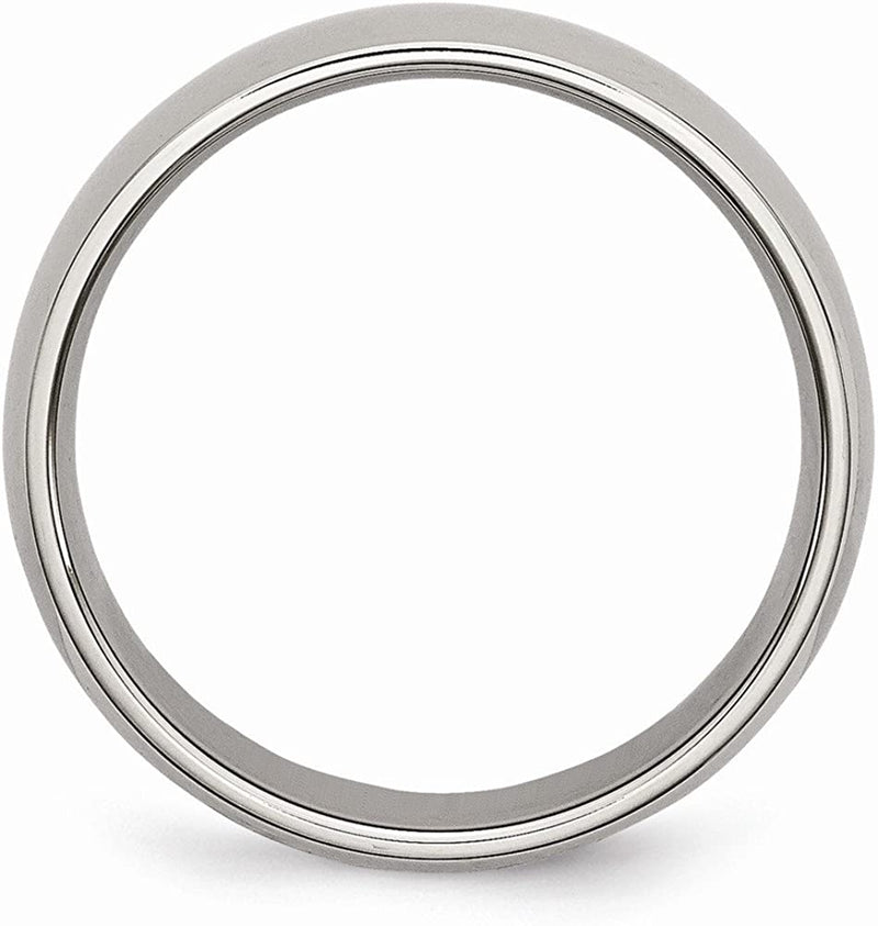 Men's Grey Titanium Half Round 6mm Comfort-Fit Domed Band Size 15