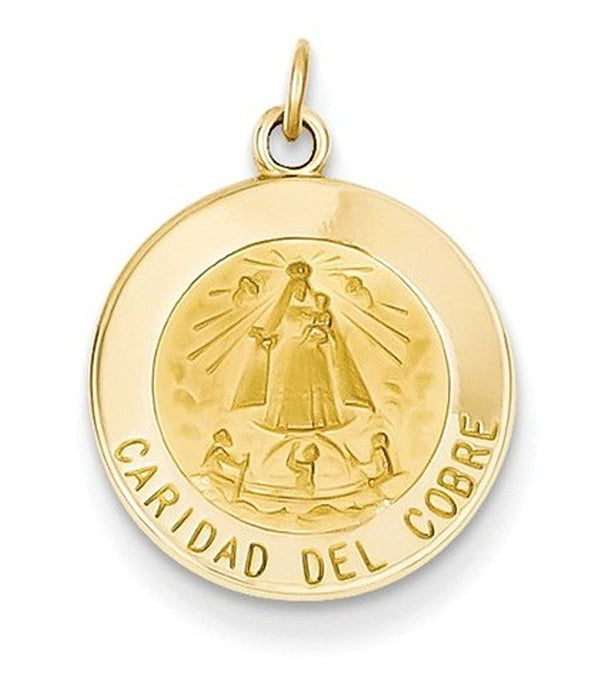 Ave 369 14k Yellow Gold Caridad Del Cobre Medal Pendant (21X16MM)