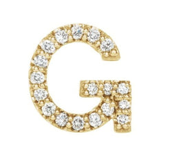 14k Yellow Gold Gold Diamond Letter 'G' Initial Stud Earring (Single Earring) (.06 Ctw, GH Color, I1 Clarity)