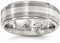 Edward Mirell Titanium with 14k White Gold Textured Line 7.5mm Grooved Wedding Band