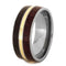 Dinosaur Bone, Purple Heart Wood, 14k Yellow Gold 9mm Comfort-Fit Titanium Wedding Band