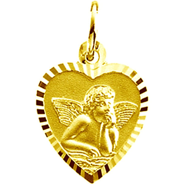 14k Yellow Gold Angel Heart Medal (15.25 x 13.75 MM)