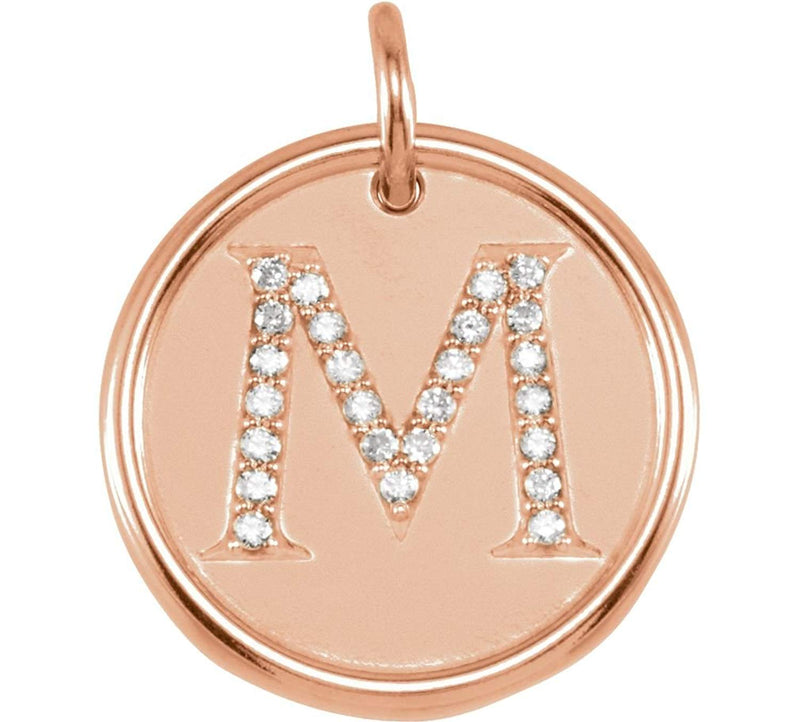 Diamond Initial "M" Pendant, 14k Rose Gold (0.125 Ctw, Color GH, Clarity I1)