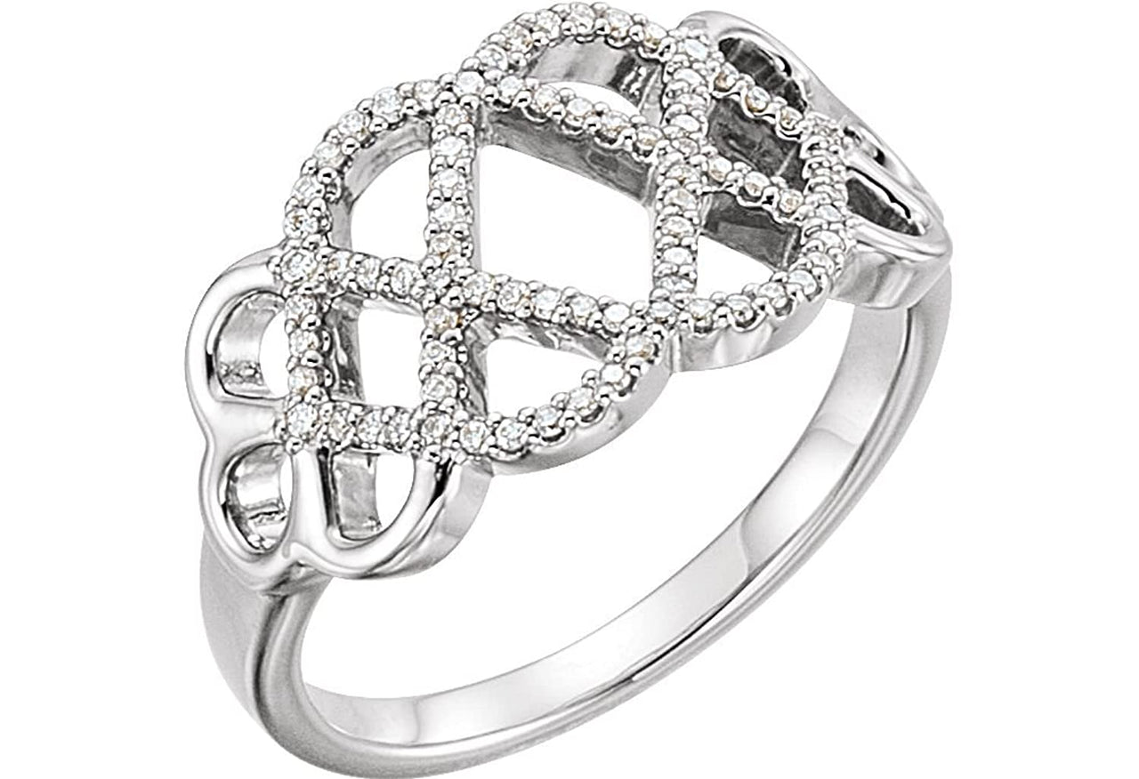 Diamond Woven Ring, Rhodium-Plated 14k White Gold (1/5 Ctw, Color G-H, Clarity I1), Size 8