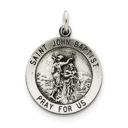 Sterling Silver Antiqued St. John The Baptist Medal (30X22MM)