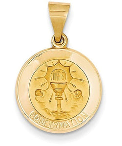 14k Yellow Gold Confirmation Medal Pendant (18X15MM)