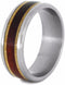 Paduk Wood, Maple Wood 8mm Comfort-Fit Brushed Titanium Wedding Band, Size 14.25