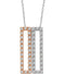 Diamond Geometric Rectangle Necklace in Rhodium-Plated 14k White and Rose Gold, 16-18" (1/3 Ctw, Color H+, Clarity I1 )