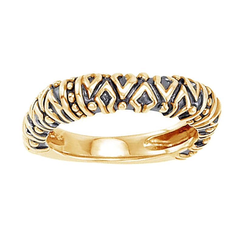 Raised Tribal Pattern 4.5mm Stackable 14k Yellow Gold Ring