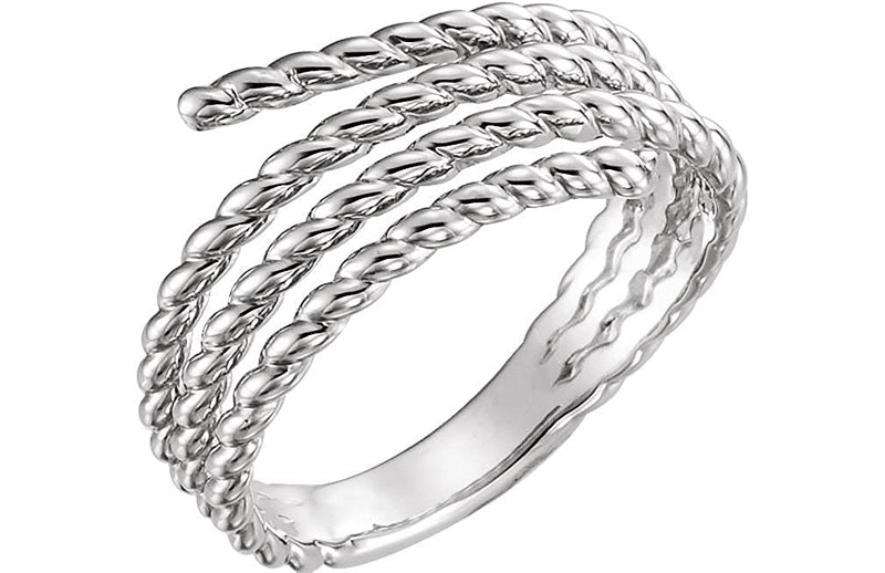 Platinum Spiral Wrap Rope Ring