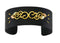 Black Powder Coat Cuff Bracelet with Leaves, 10k Yellow Gold, 12k Green and Rose Gold Black Hills Gold Motif