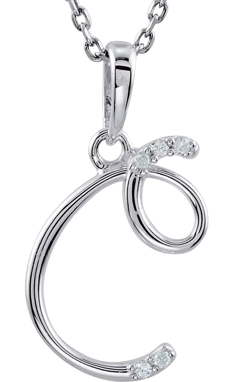 5-Stone Diamond Letter 'C' Initial Sterling Silver Pendant Necklace, 18" (.03 Cttw, GH, I2)