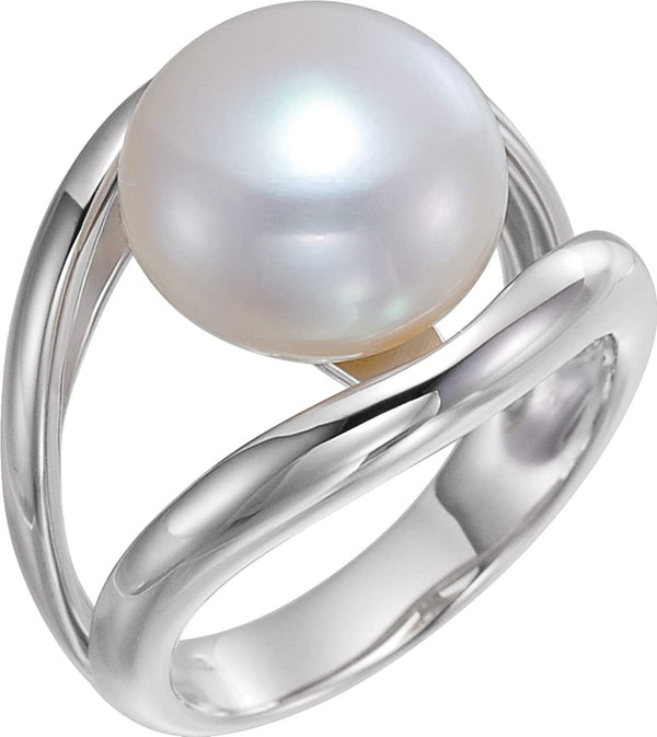 Freshwater Cultured White Pearl Ring, 12.00 MM - 13 MM, Sterling Silver, Size 6
