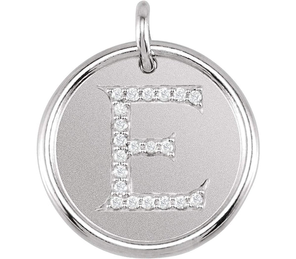 Diamond Initial "E" Pendant, Rhodium-Plated 14k White Gold (0.1 Ctw, Color GH, Clarity I1)