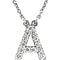 Diamond Initial 'A' Rhodium Plate 14K White Gold (1/8 Cttw, GH Color, I1 Clarity), 16.25"