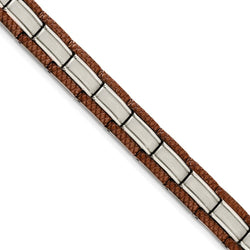Men's Brushed Stainless Steel 11mm Brown IP-Plated Bracelet, 8.75"