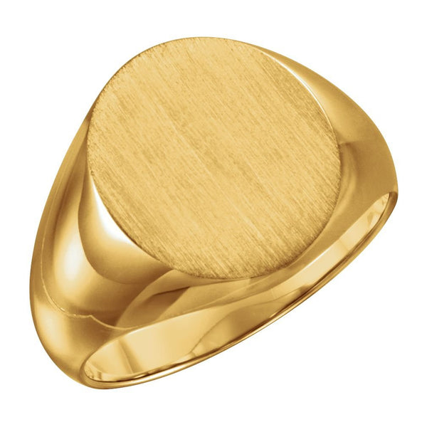 Men's 18k Yellow Gold Oval Signet Ring, 16X14mm, Size 9.75