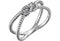 Love Knot Rope Trim Crisscross Ring, Rhodium-Plated 14k White Gold