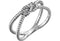 Platinum Love Knot Rope Trim Crisscross Ring, Size 6.75