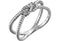 Love Knot Rope Trim Crisscross Ring, Rhodium-Plated 14k White Gold