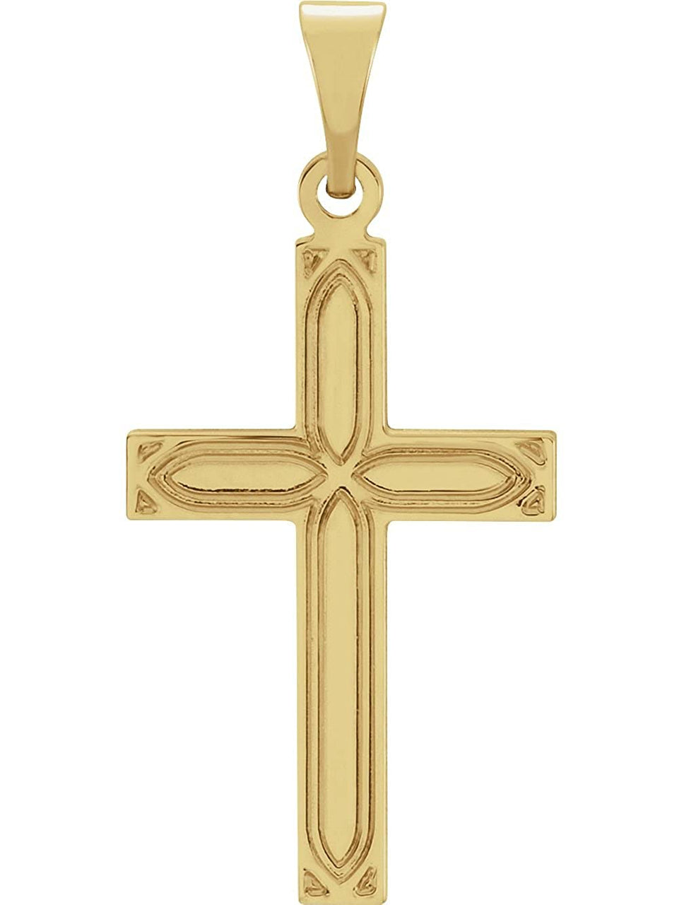 Engraved Passion Cross 14k Yellow Gold Pendant (18X12MM)