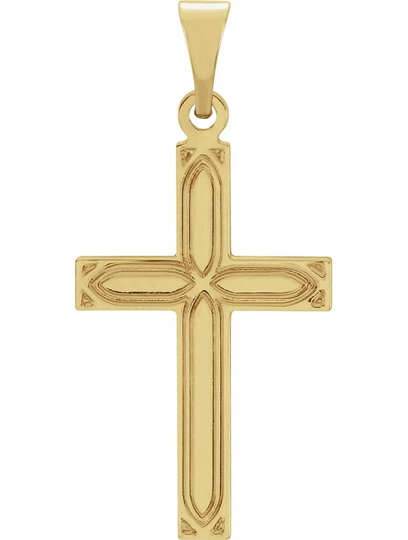 Engraved Passion Cross 14k Yellow Gold Pendant (22X14MM)