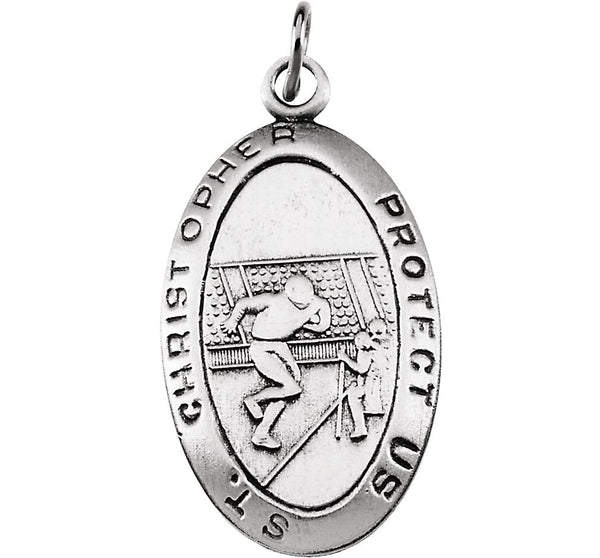 Sterling Silver St. Christopher Football Medal (24.5x15.5 MM)