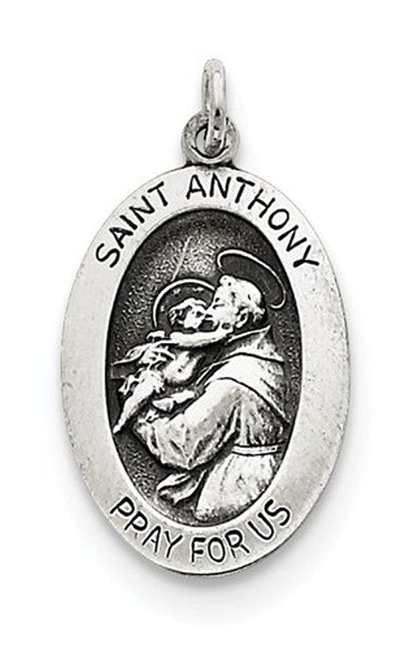 Sterling Silver Antiqued Saint Anthony Medal (25X15MM)