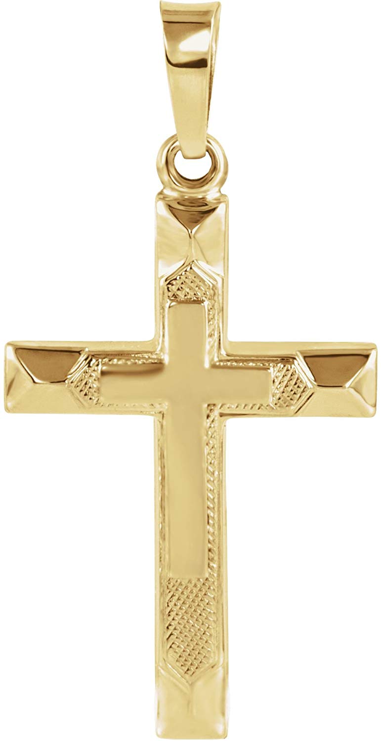 Hollow Christian Cross 14k Yellow Gold Pendant (20.5X14MM)