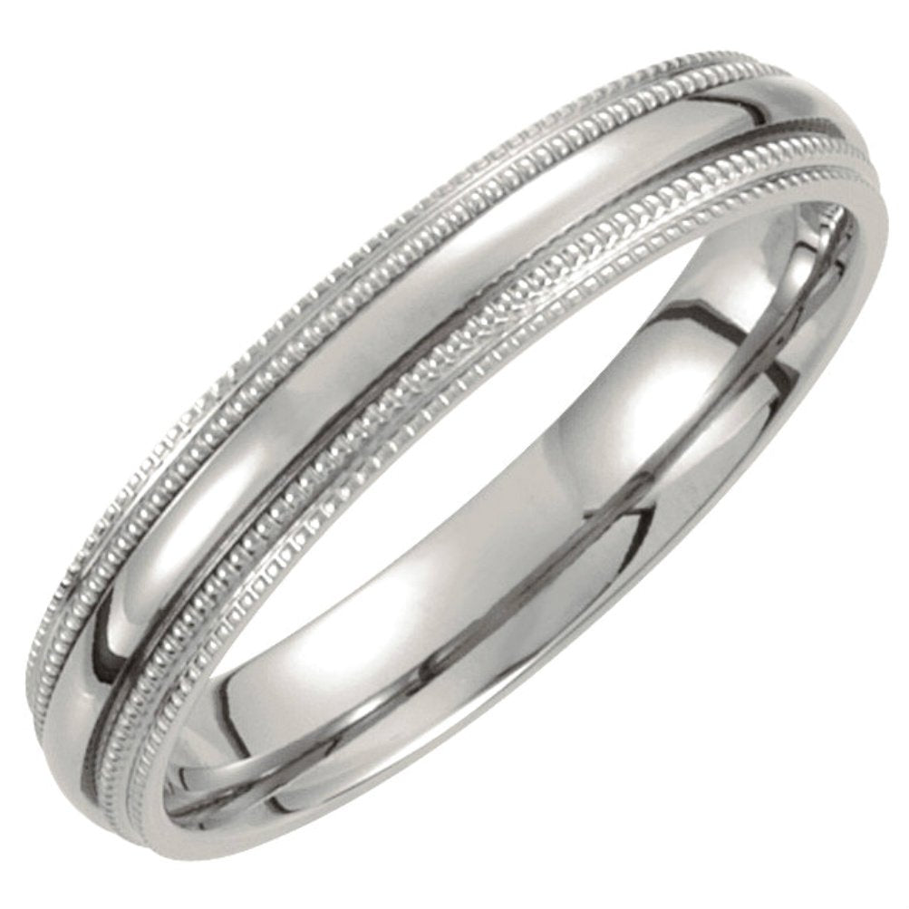 Titanium Double Milgrain 4mm Comfort Fit Band Size 7.5