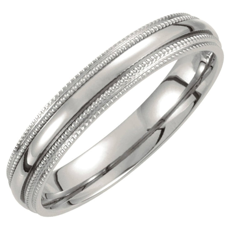 Titanium Double Milgrain 4mm Comfort Fit Band Size 10.5