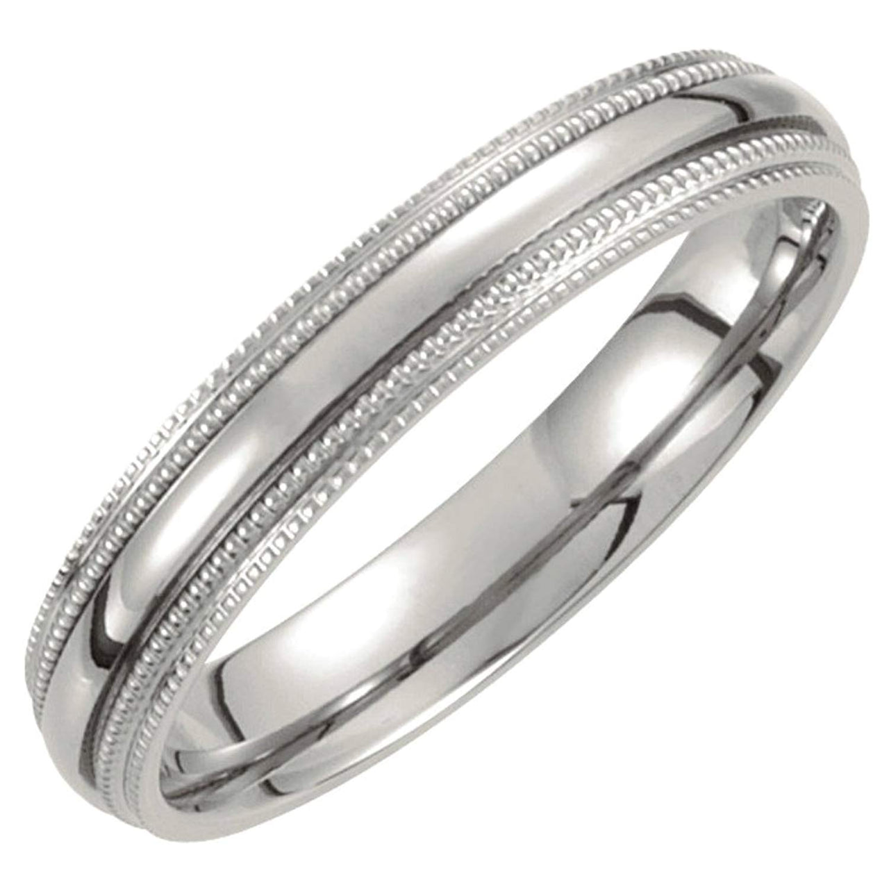 Titanium Double Milgrain 4mm Comfort Fit Band Size 5.5