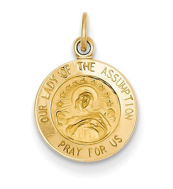 14k Yellow Gold Our Lady Of The Assumption Medal Charm (17X12MM)