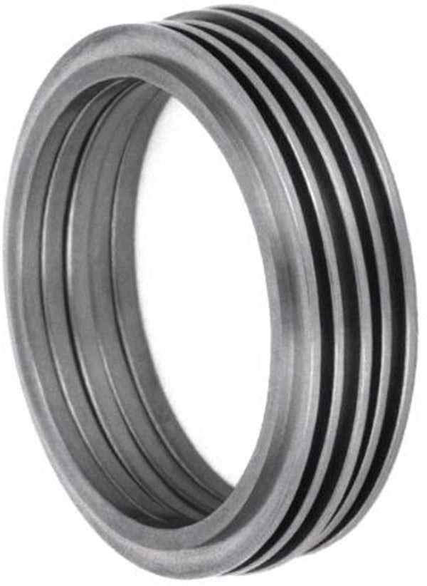 Modern Stack Design 5mm Comfort-Fit Matte Titanium Band, Size 7.75