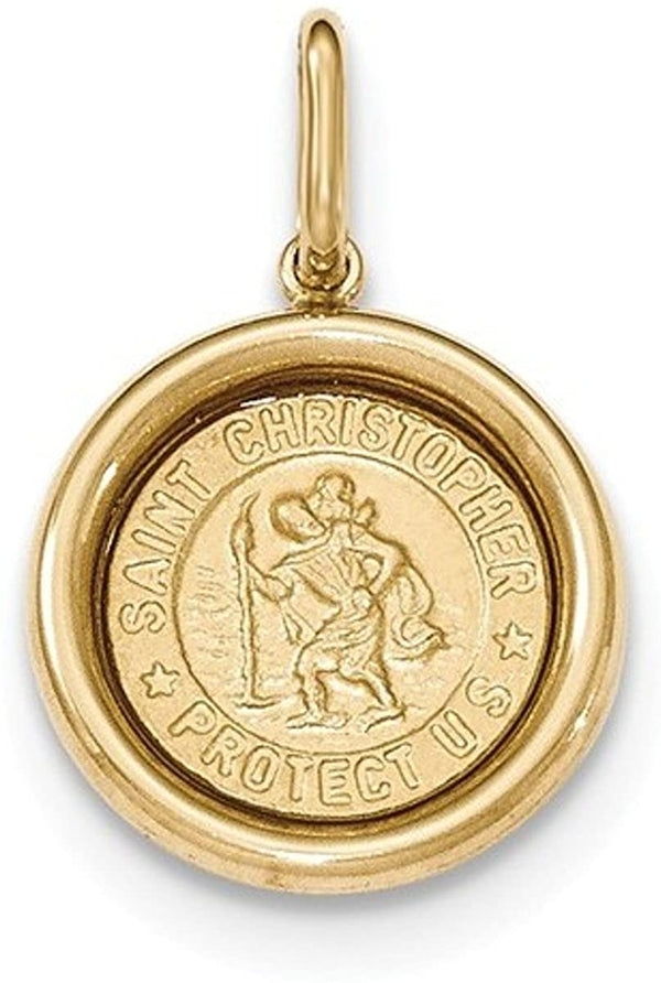 14k Yellow Gold St Christopher Medal Pendant