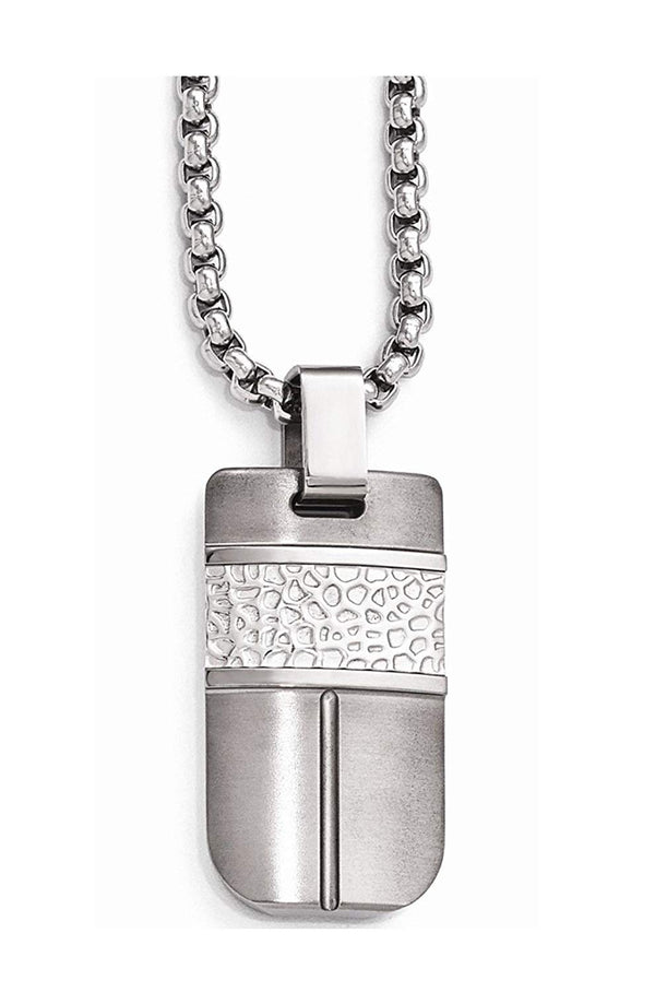 Edward Mirell Titanium and Sterling Silver Hammered Pendant Necklace, 20"