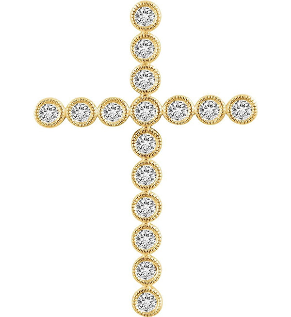 Diamond Paternoster Cross Pendant, 14k Yellow Gold (1.00 Ctw, H+ Color, I1 Clarity)