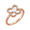 White Freshwater Cultured Pearl, Diamond Clover Ring, 14k Rose Gold (4.00-4.50mm)(.16 Ctw, Color G-H, Clarity I1)