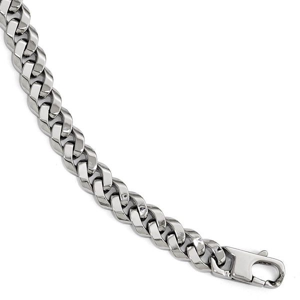 Men's 14k White Gold 8.5mm Beveled Curb Bracelet, 8 "