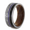 Dinosaur Bone, Gibeon Meteorite, Blue Stripe, Whiskey Barrel Wood 9mm Comfort-Fit Titanium Wedding Band