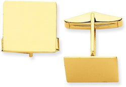 14k Yellow Gold Square Cuff Links, 17MM