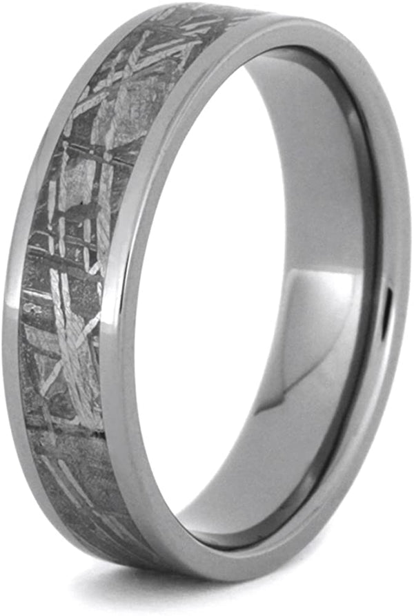 Gibeon Meteorite Inlay 5mm Comfort Fit Titanium Wedding Band, Size 5
