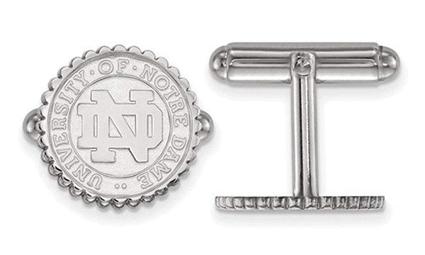 Rhodium-Plated Sterling Silver University Of Notre Dame Cuff Links,15MM