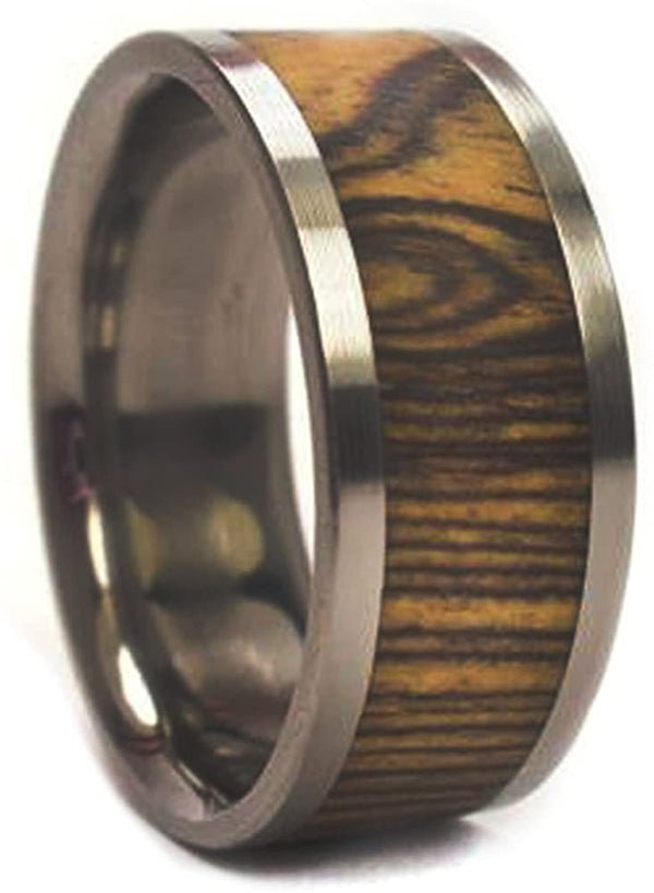 Bocote Wood Inlay 8mm Comfort Fit Titanium Interchangeable Ring, Size 15