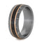 Gibeon Meteorite, Dinosaur Bone, 14k Rose Gold 8mm Comfort-Fit Brushed Titanium Band, Size 12.5