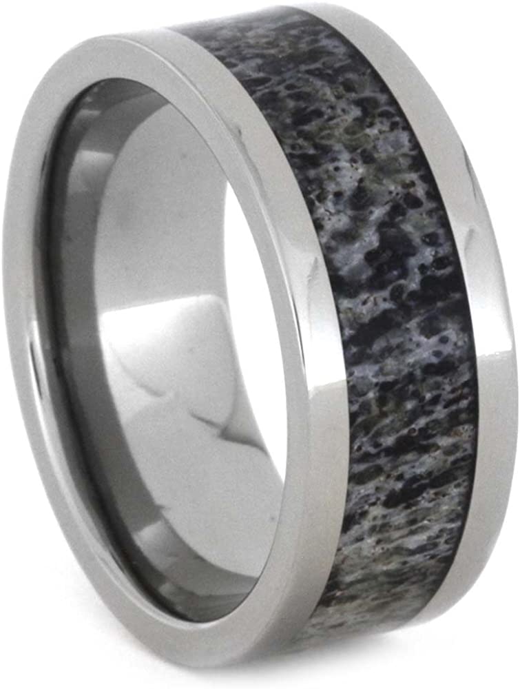 Deer Antler 8mm Comfort-Fit Titanium Band and Sizing Ring, Size 11