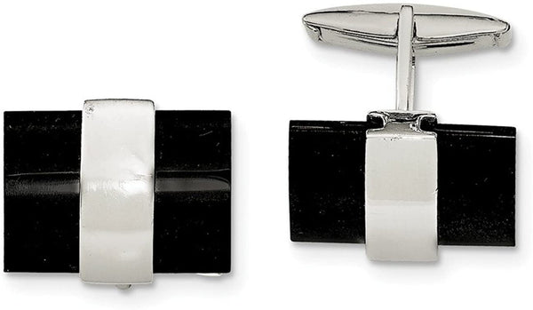 Sterling Silver Onyx Cuff Links