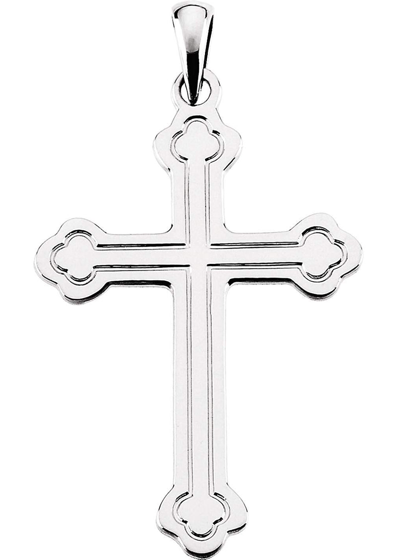 Men's Large Budded Cross Sterling Silver Pendant