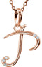 5-Stone Diamond Letter 'P' Initial 14k Rose Gold Pendant Necklace, 18" (.03 Cttw, GH, I1)